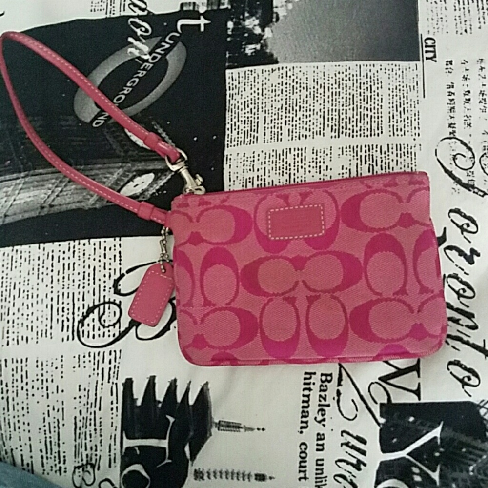 Hot pink Coach wristlet